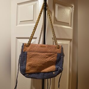Two-Tone Leather Shoulder Bag